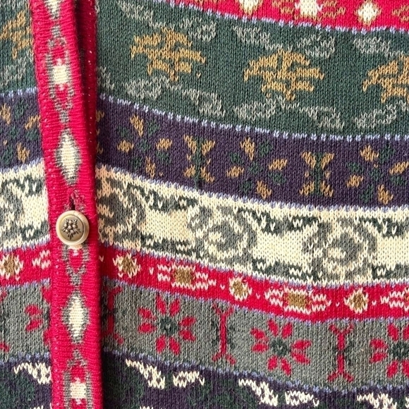 VINTAGE Mixed Print Striped Sleeveless Knit Button Down Vest - Picture 3 of 3